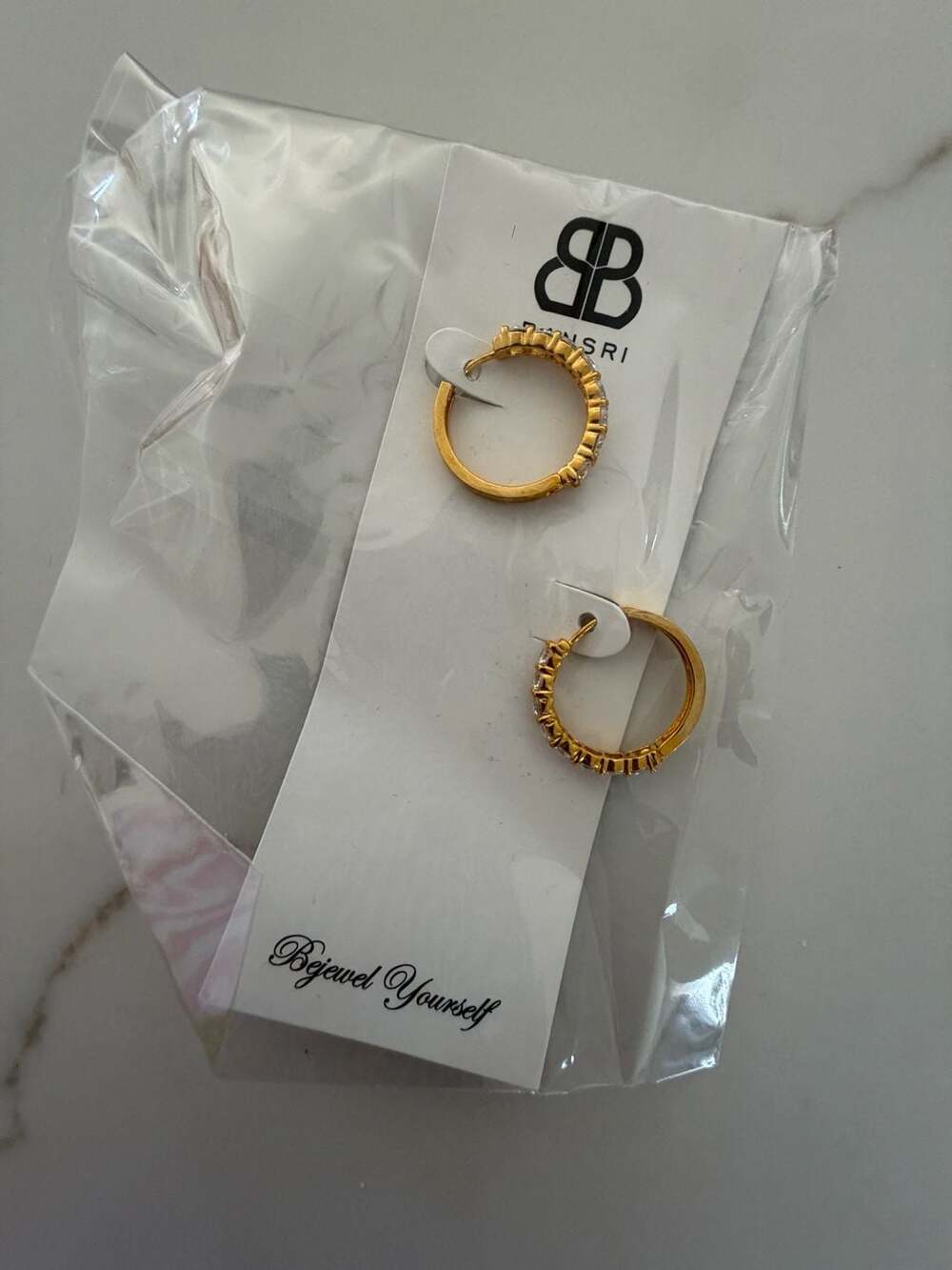 Bansri Gold Pave Cubic Zirconia Huggie Hoop Earrings
